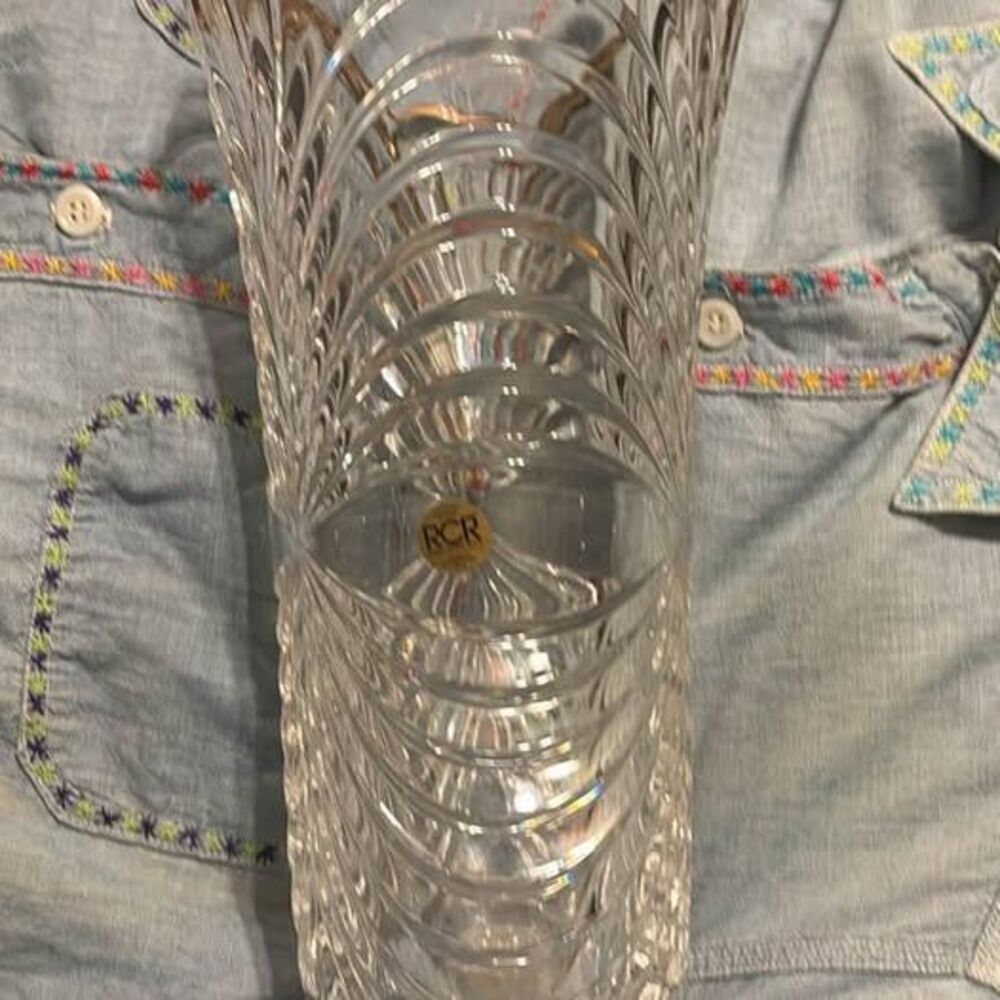 Italian lead Crystal Vase with real Gold Rim
